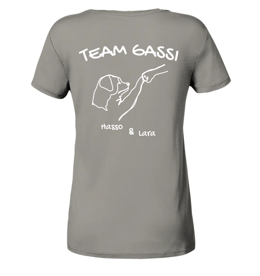 Team Gassi (Rückendruck) - personalisiert - Ladies V-Neck Shirt