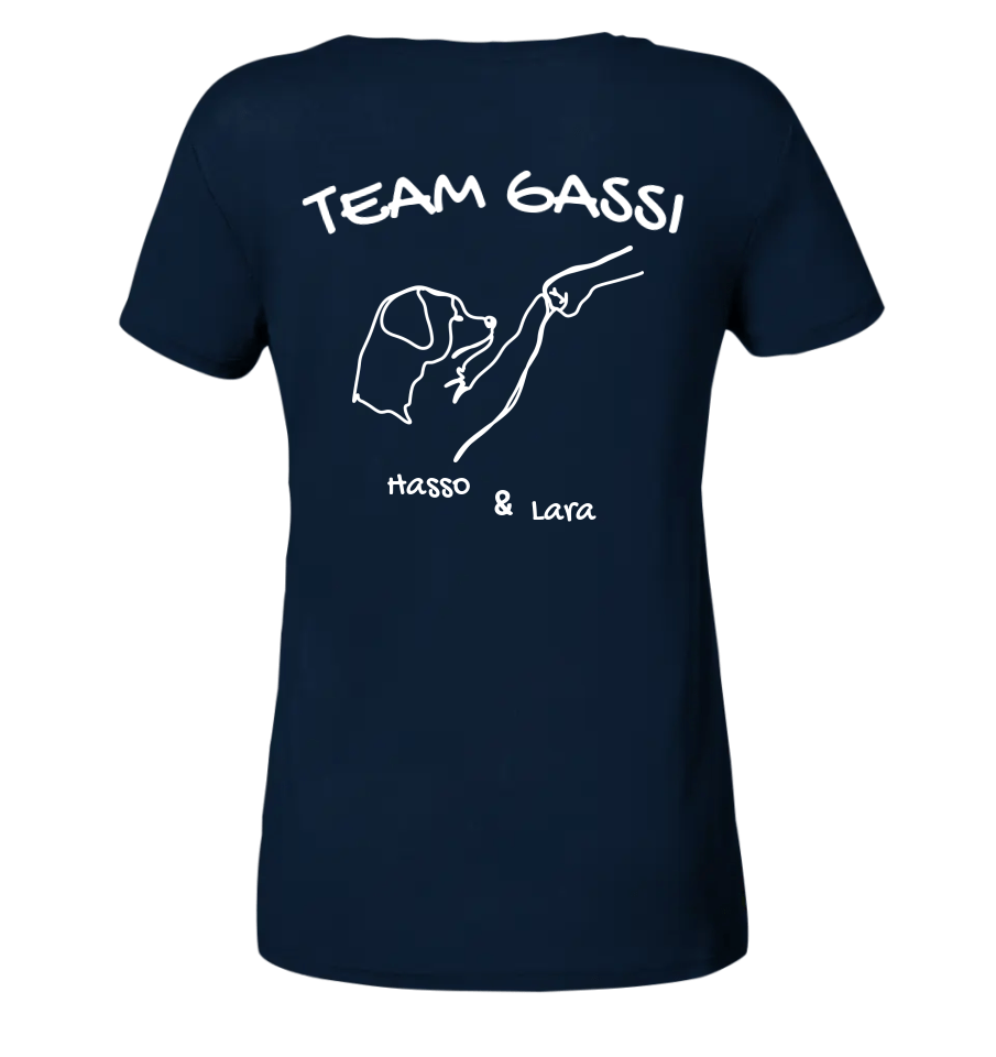 Team Gassi (Rückendruck) - personalisiert - Ladies V-Neck Shirt