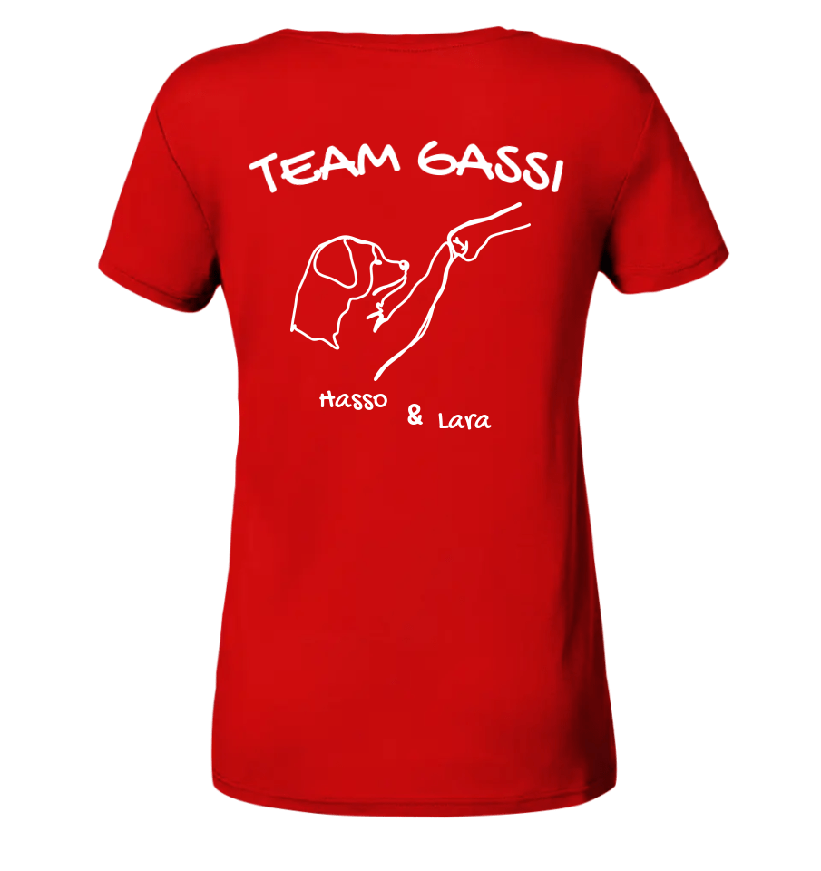 Team Gassi (Rückendruck) - personalisiert - Ladies V-Neck Shirt