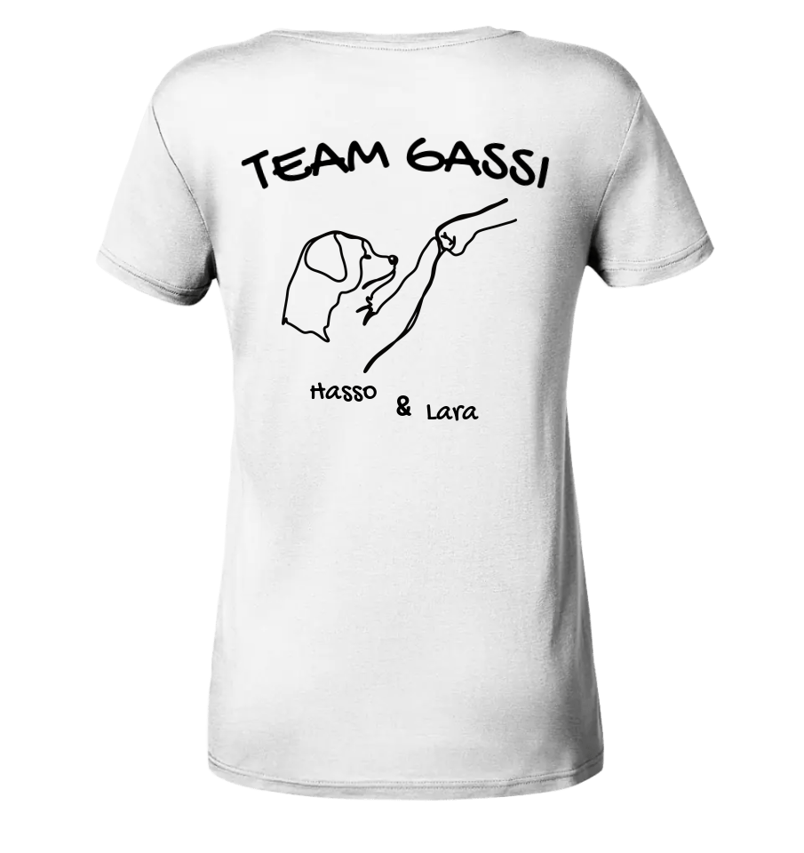 Team Gassi (Rückendruck) - personalisiert - Ladies V-Neck Shirt
