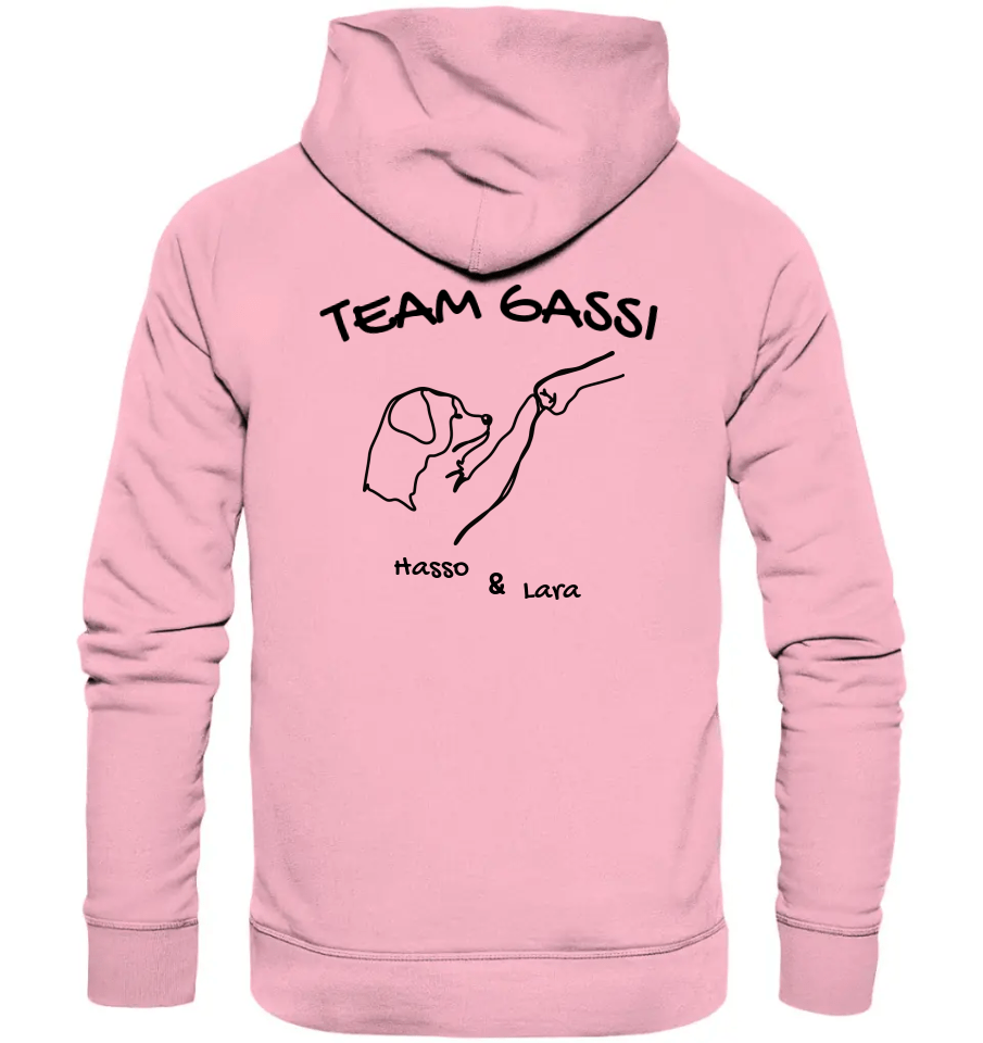 Team Gassi (Rückendruck) - personalisiert - Organic Hoodie Cotton Pink / XS