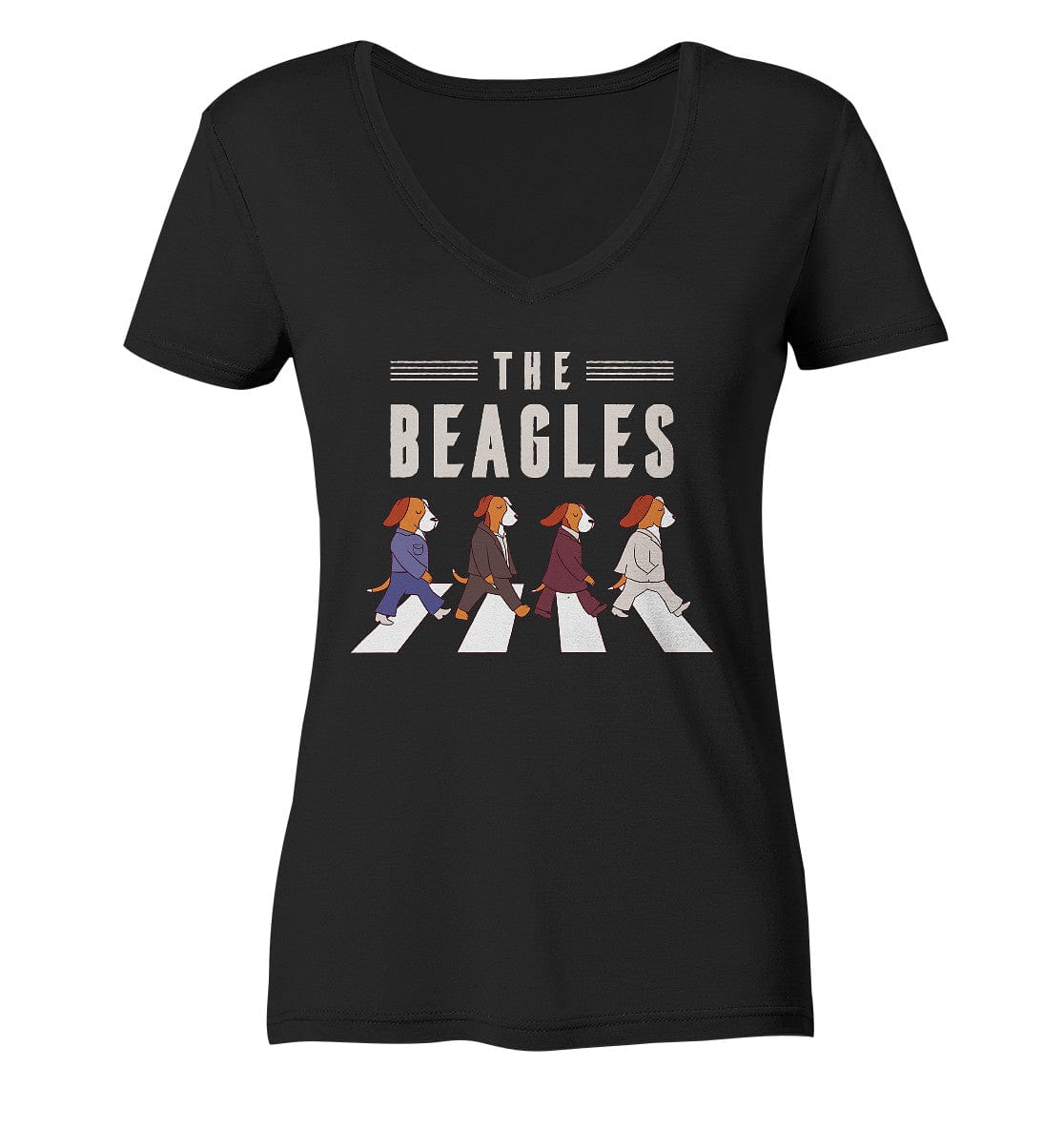 The Beagles - Coole Beagle-Hunde on the walk - Ladies V-Neck Shirt Black / XS