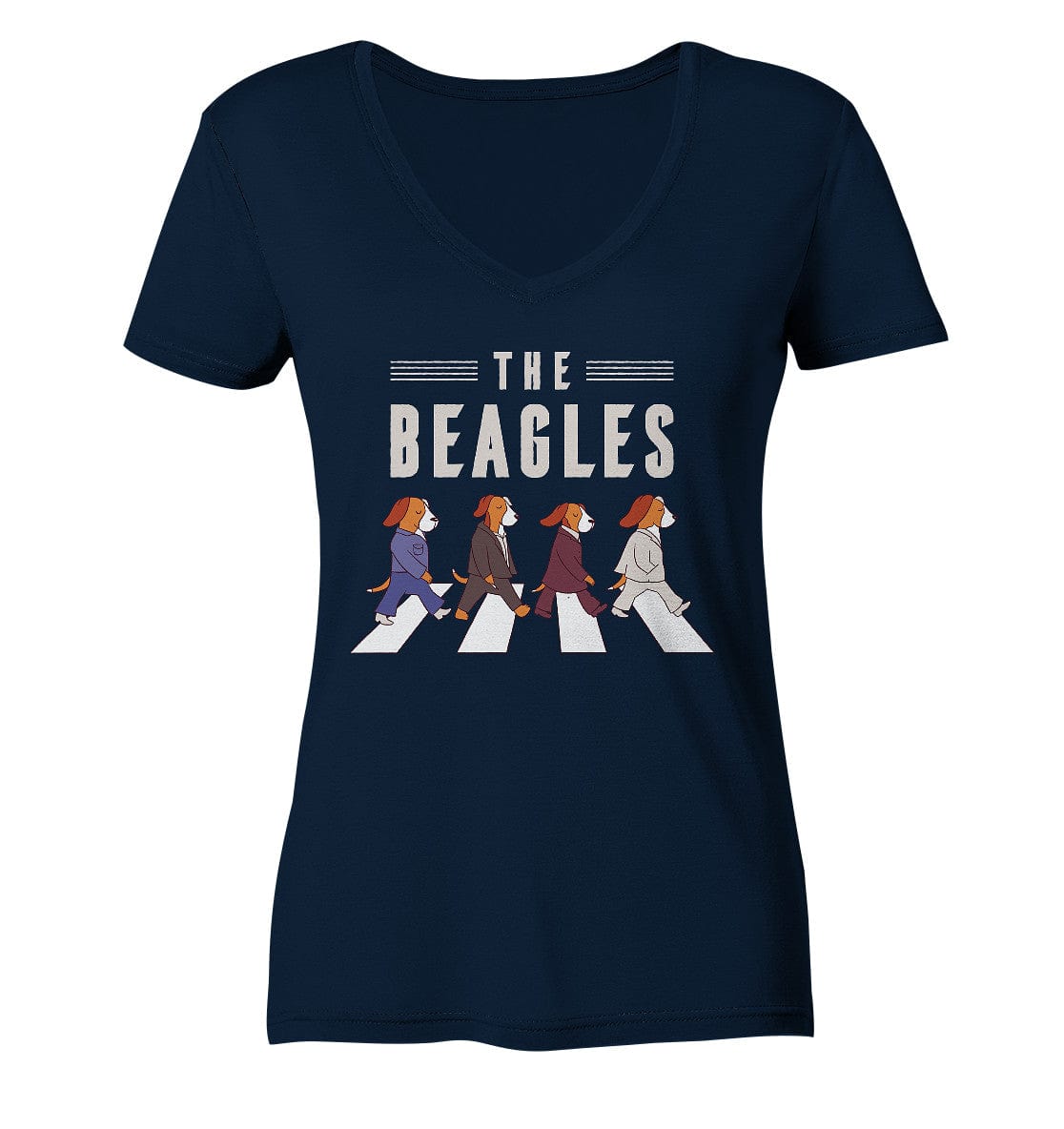 The Beagles - Coole Beagle-Hunde on the walk - Ladies V-Neck Shirt Navy / XS