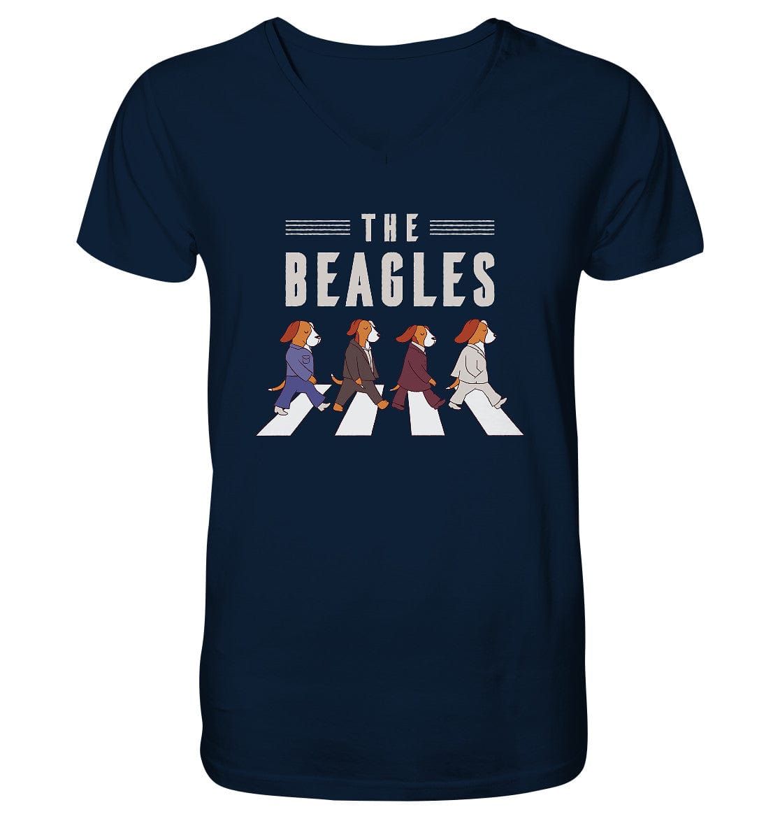 The Beagles - Coole Beagle-Hunde on the walk - Mens Organic V-Neck Shirt French Navy / S