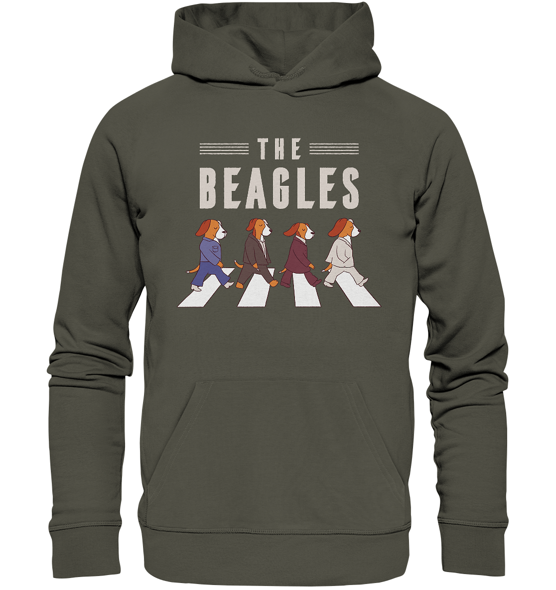The Beagles - Coole Beagle-Hunde on the walk - Organic Hoodie Khaki / XS