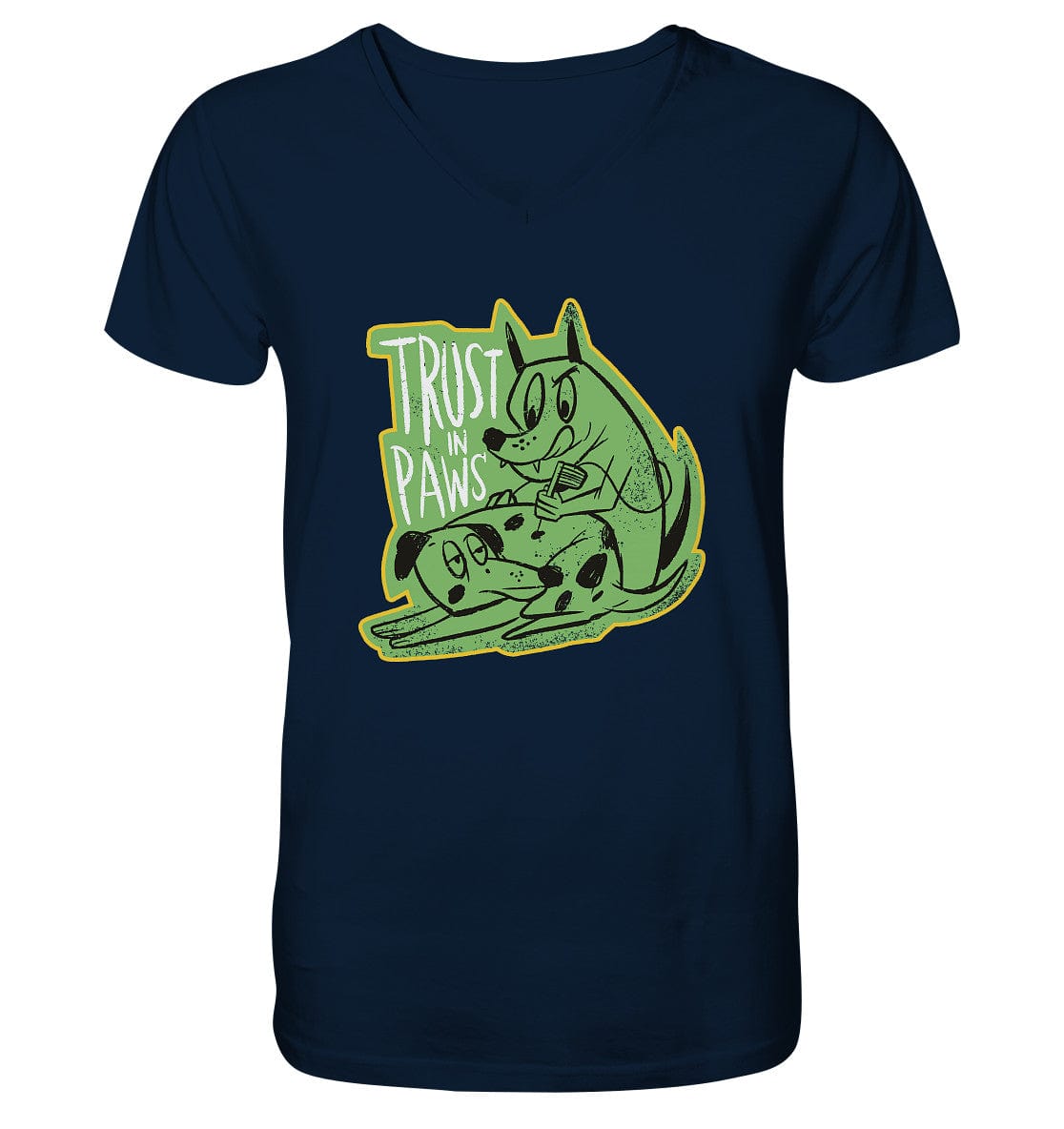 Trust in Paws - Tattooing Dogs - Mens Organic V-Neck Shirt French Navy / S