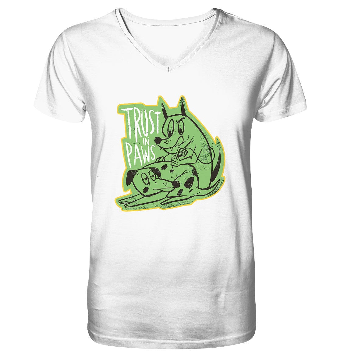 Trust in Paws - Tattooing Dogs - Mens Organic V-Neck Shirt White / S