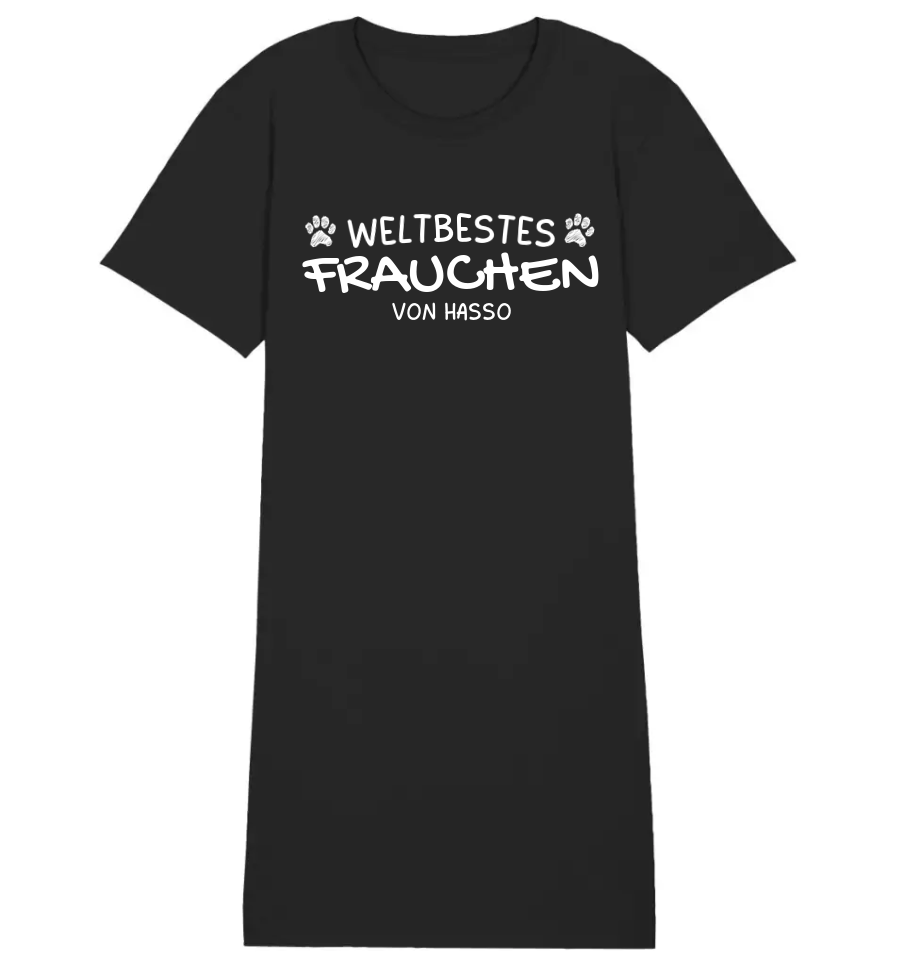 Weltbestes Frauchen - personalisiert (inkl. mit/ohne Hundename) - Ladies Organic Shirt Dress Black / S