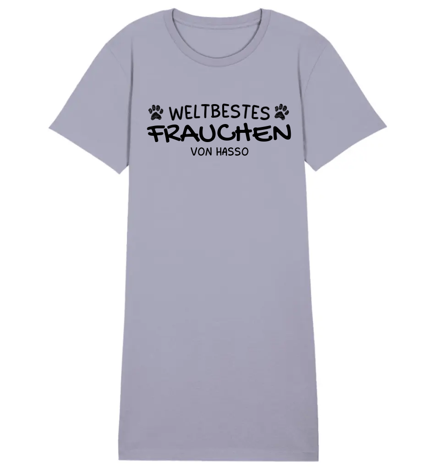 Weltbestes Frauchen - personalisiert (inkl. mit/ohne Hundename) - Ladies Organic Shirt Dress Lavender / S