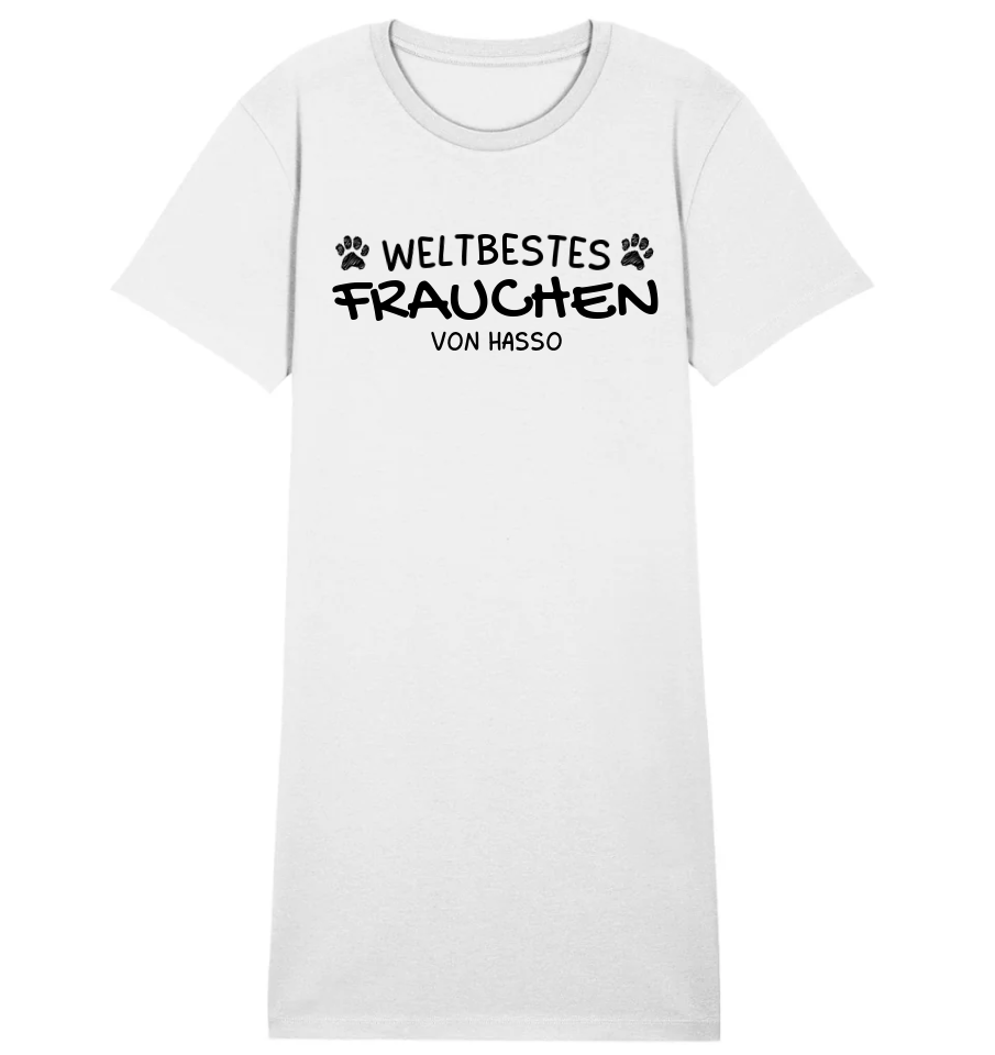 Weltbestes Frauchen - personalisiert (inkl. mit/ohne Hundename) - Ladies Organic Shirt Dress White / S