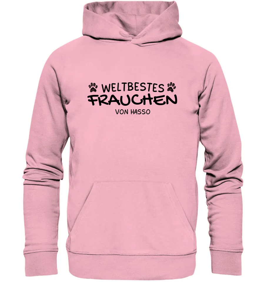 Weltbestes Frauchen - personalisiert (inkl. mit/ohne Hundename) - Organic Hoodie Cotton Pink / XS