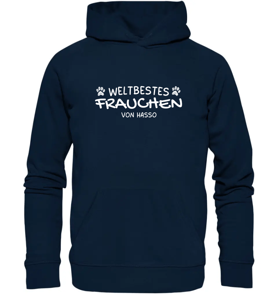 Weltbestes Frauchen - personalisiert (inkl. mit/ohne Hundename) - Organic Hoodie French Navy / XS