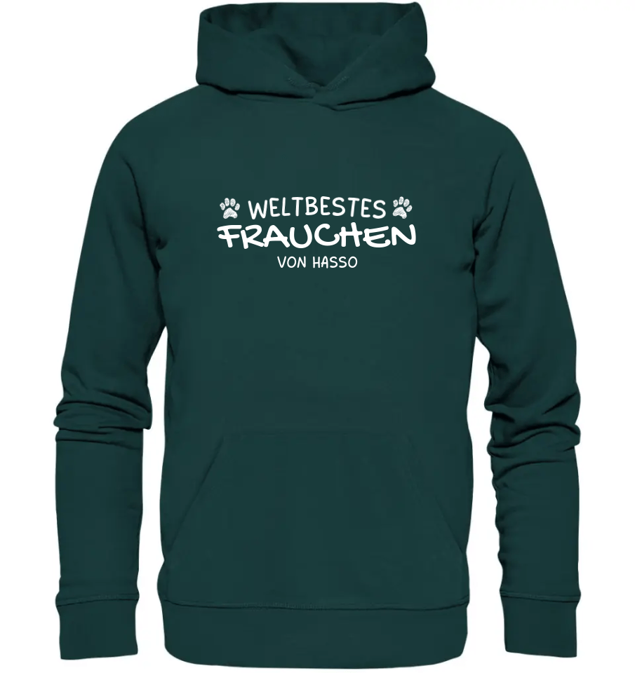 Weltbestes Frauchen - personalisiert (inkl. mit/ohne Hundename) - Organic Hoodie Glazed Green / XS
