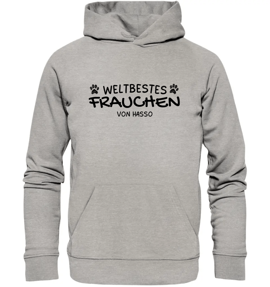 Weltbestes Frauchen - personalisiert (inkl. mit/ohne Hundename) - Organic Hoodie Heather Grey / XS
