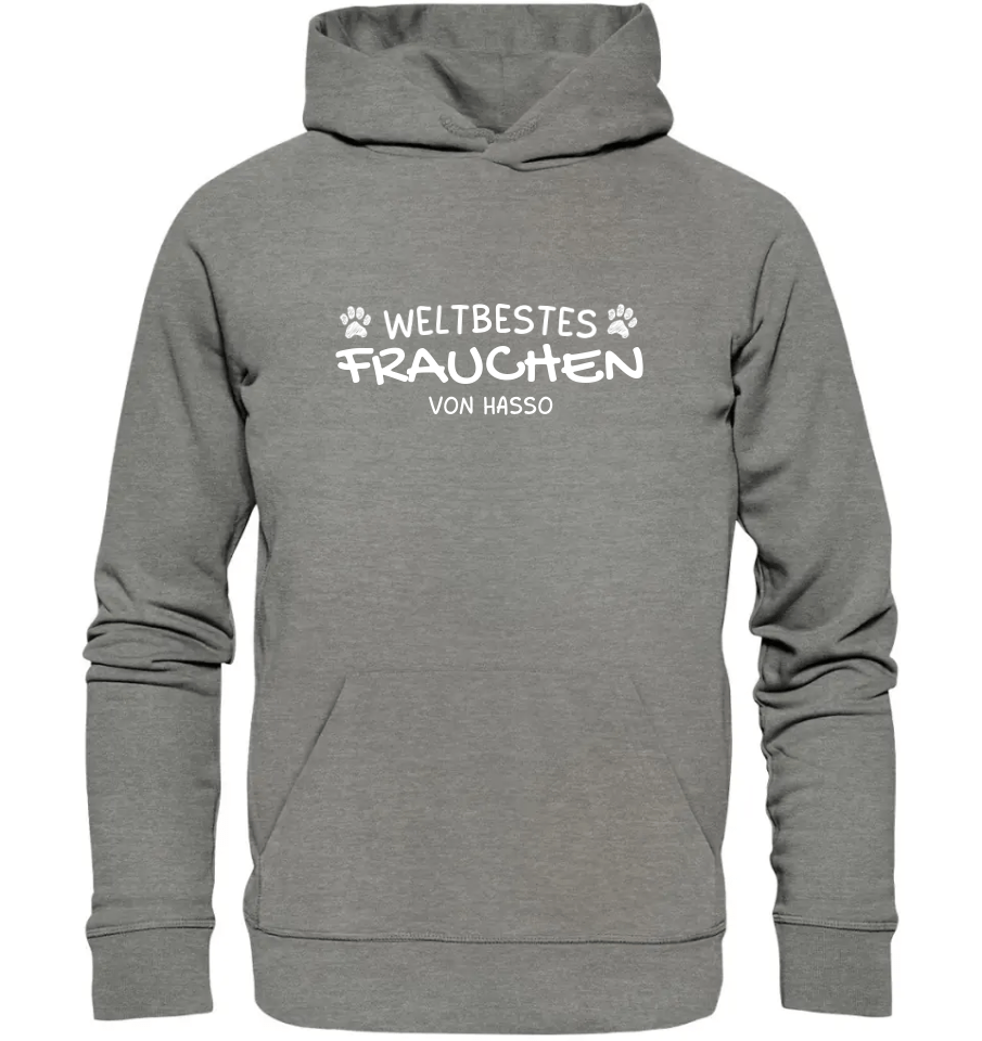 Weltbestes Frauchen - personalisiert (inkl. mit/ohne Hundename) - Organic Hoodie Mid Heather Grey / XS