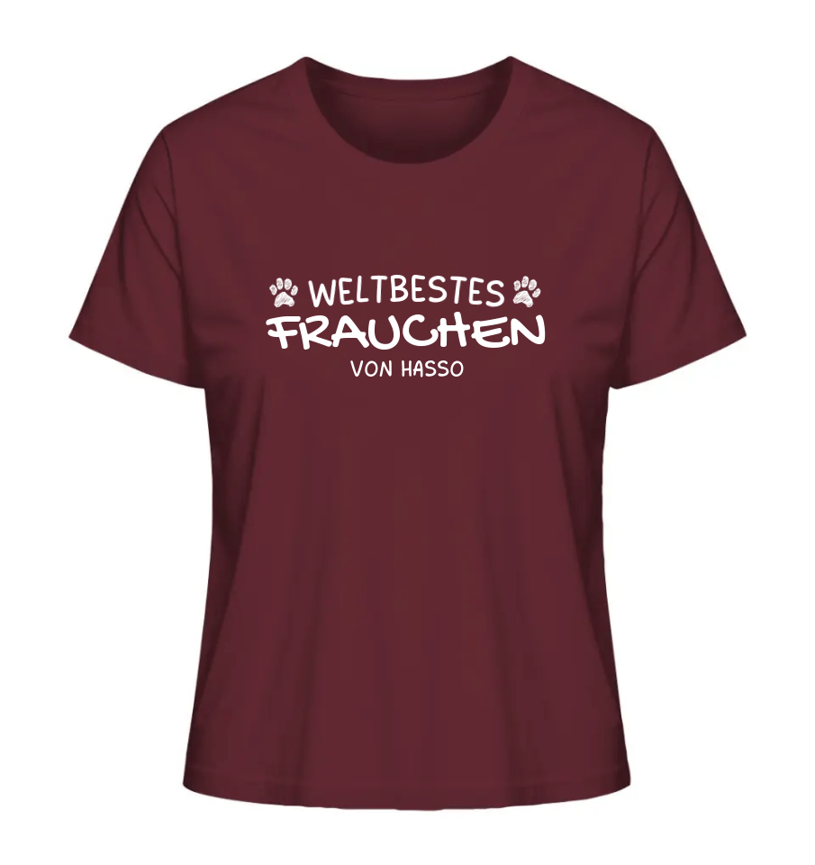 Weltbestes Frauchen - personalisiert - Ladies Organic Shirt Burgundy / XS