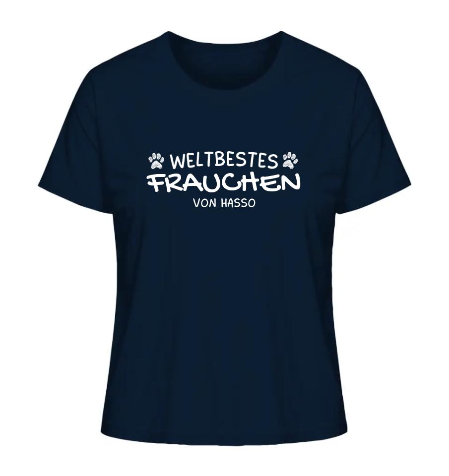 Weltbestes Frauchen - personalisiert - Ladies Organic Shirt French Navy / XS