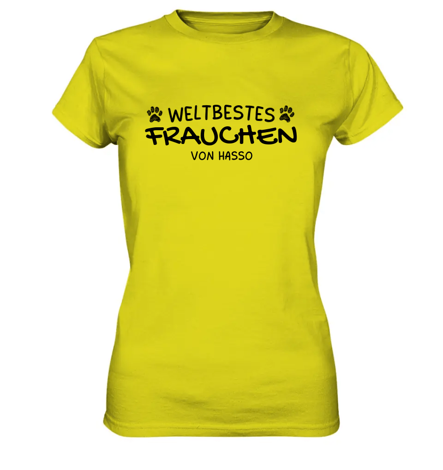 Weltbestes Frauchen - personalisiert - Ladies Premium Shirt Pixel Lime / XS