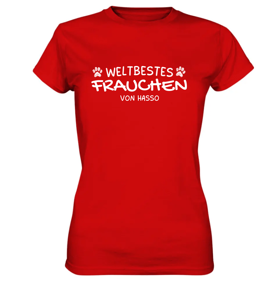 Weltbestes Frauchen - personalisiert - Ladies Premium Shirt Sorbet / XS