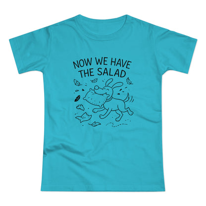 Baerenstyle Strolche® Damen Premium T-Shirt Hundemotiv - Now We Have The Salad - Lustiger Spruch - Ringgesponnene Baumwolle