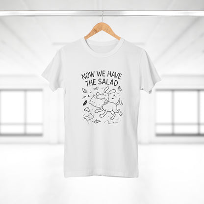 Baerenstyle Strolche® Damen Premium T-Shirt Hundemotiv - Now We Have The Salad - Lustiger Spruch - Ringgesponnene Baumwolle