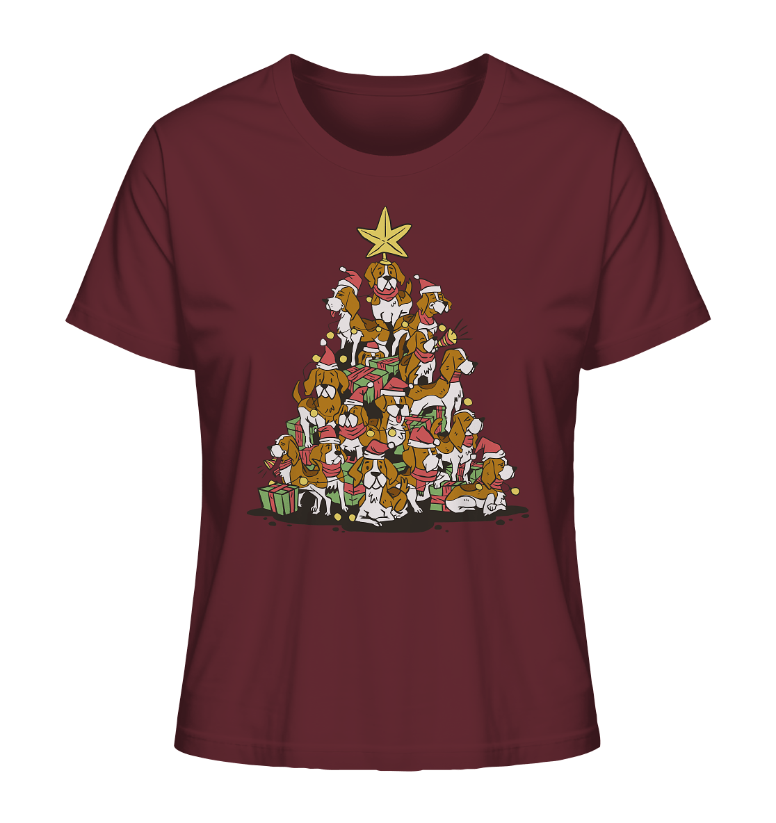 Beagels - Hunde - Weihnachtsbaum - Ladies Organic Shirt Burgundy / XS