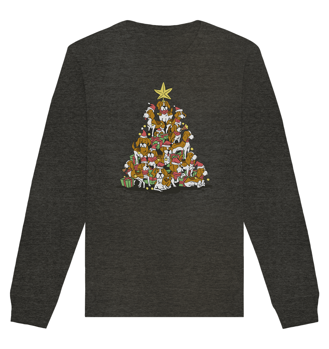 Beagels - Hunde - Weihnachtsbaum - Organic Basic Unisex Sweatshirt Dark Heather Grey / XS