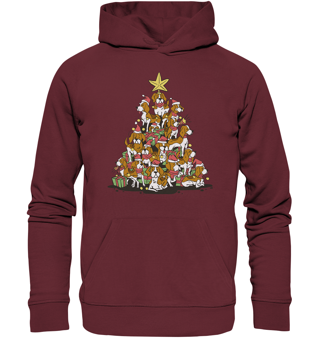 Beagels - Hunde - Weihnachtsbaum - Organic Hoodie Burgundy / XS