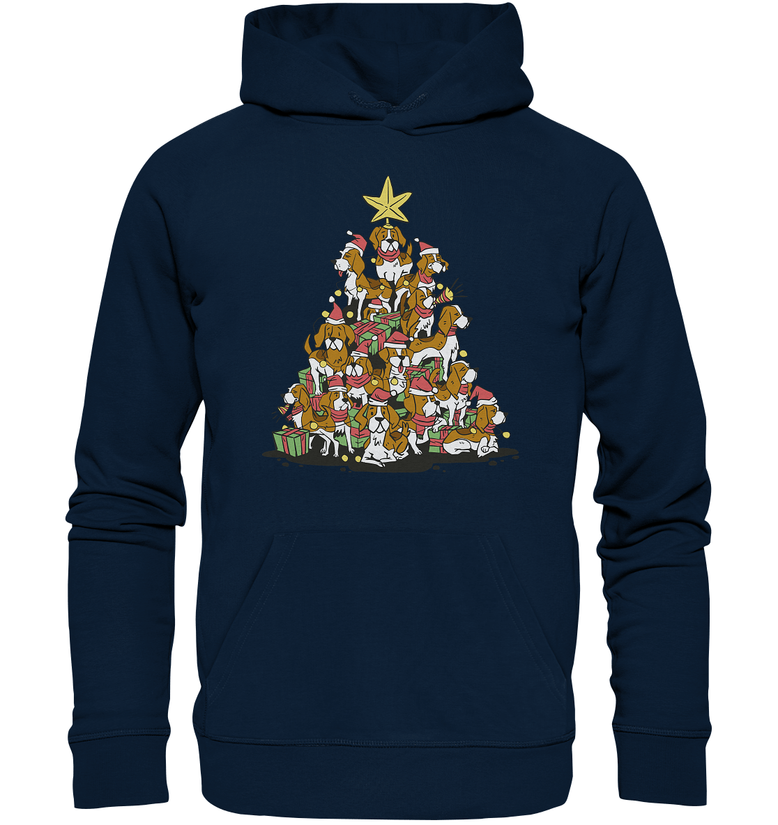 Beagels - Hunde - Weihnachtsbaum - Organic Hoodie French Navy / XS
