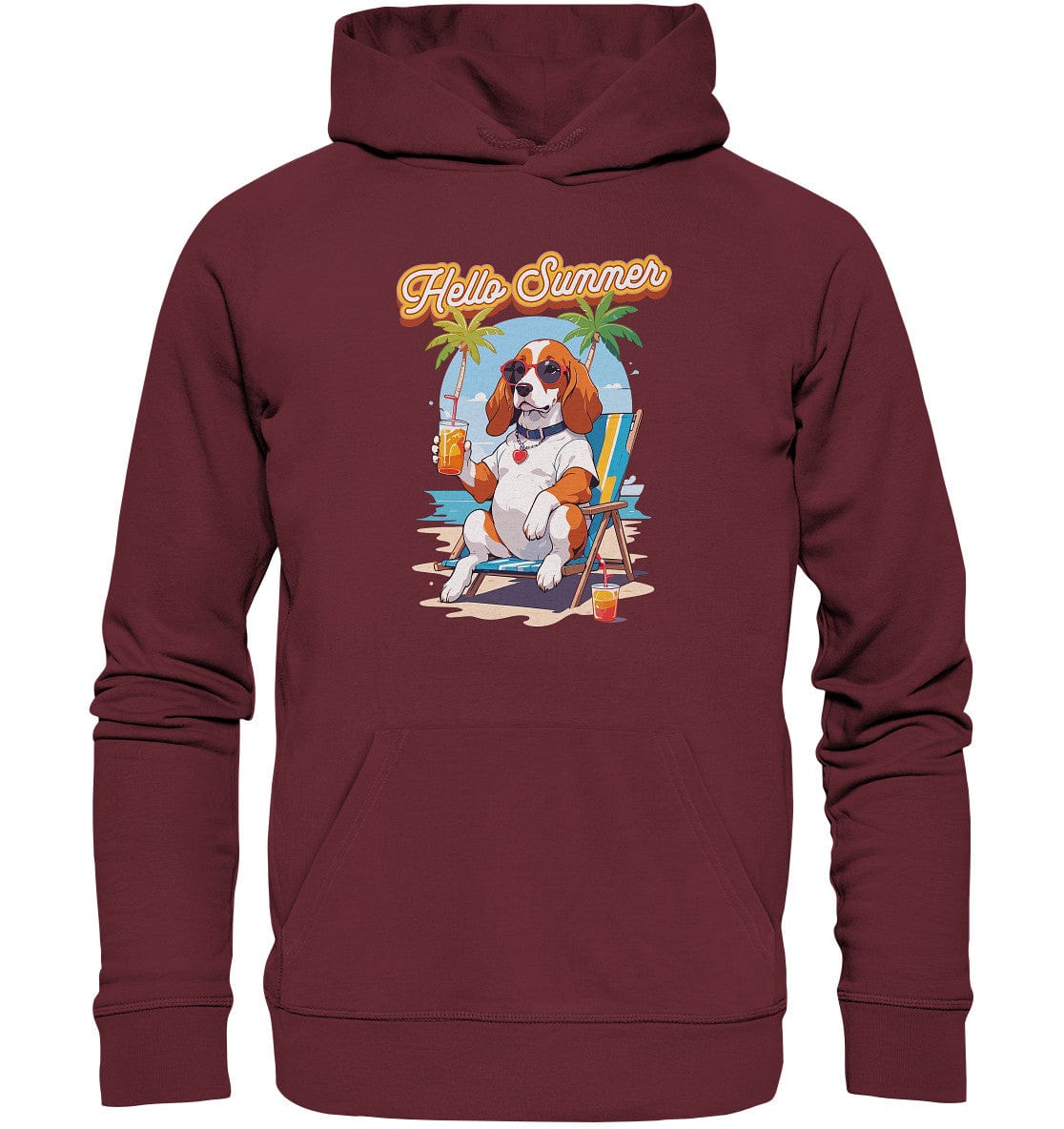 Beagle - Hello Summer (Summer Vibes) - Organic Hoodie Burgundy / XS