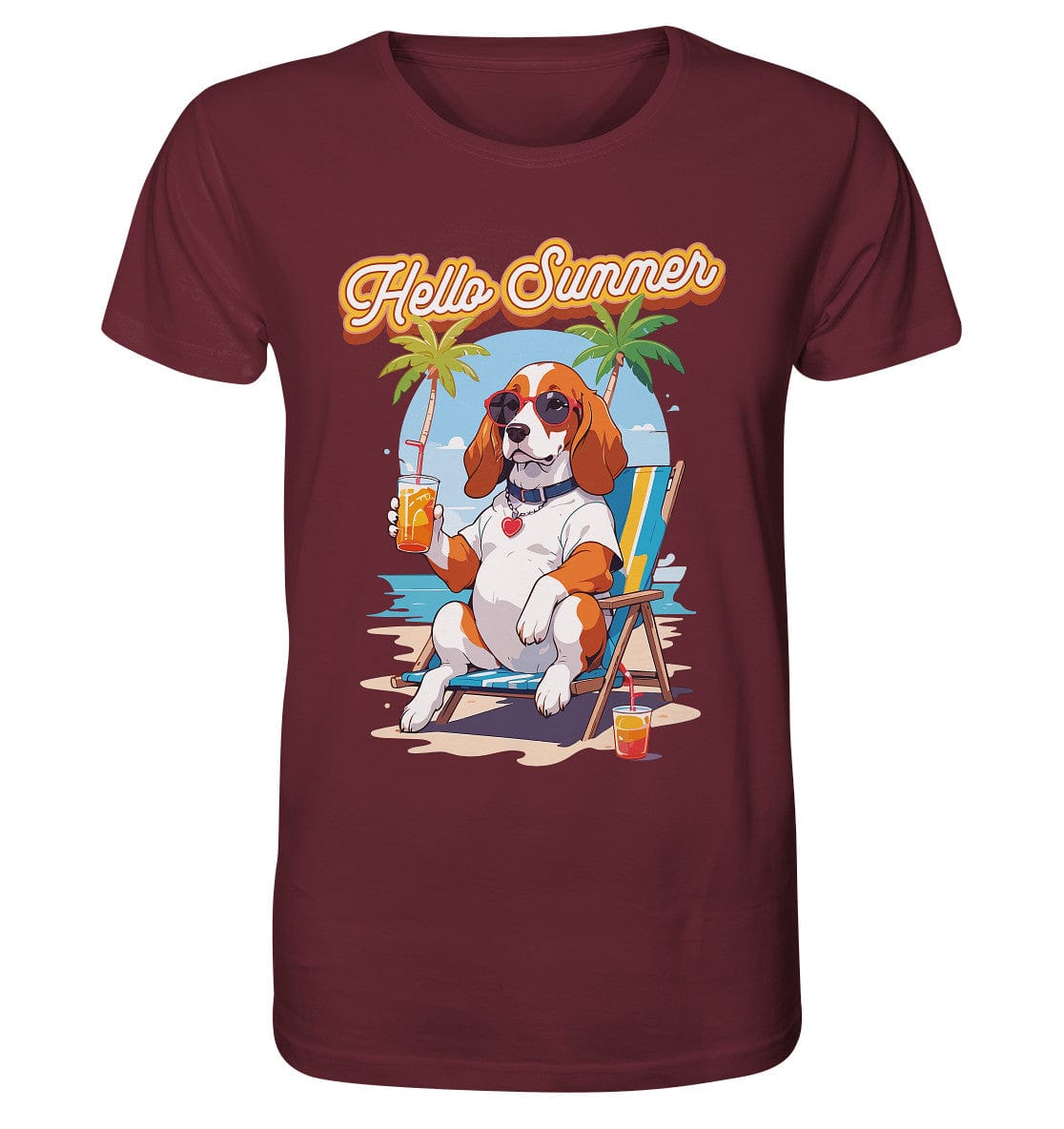 Beagle - Hello Summer (Summer Vibes) - Organic Shirt Burgundy / XS