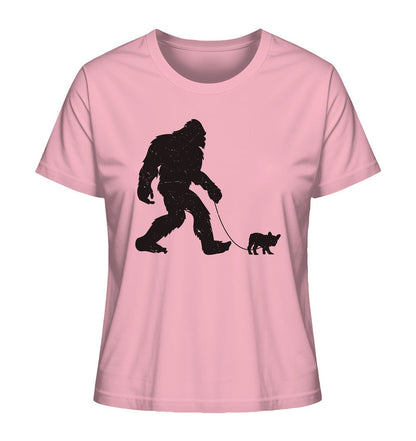 Big Foot mit Hund beim Gassi - Ladies Organic Shirt Cotton Pink / XS