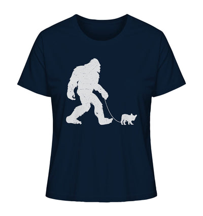 Big Foot mit Hund beim Gassi - Ladies Organic Shirt French Navy / XS