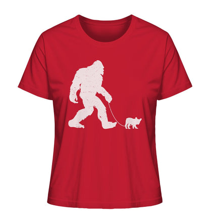 Big Foot mit Hund beim Gassi - Ladies Organic Shirt Red / XS
