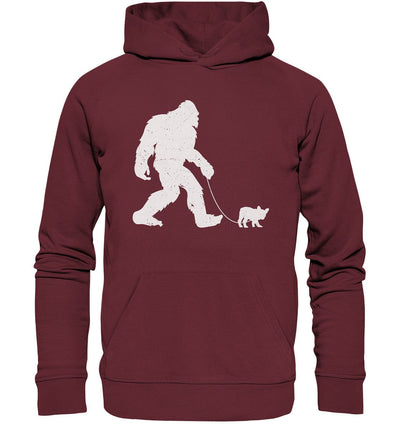 Big Foot mit Hund beim Gassi - Organic Hoodie Burgundy / XS