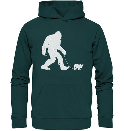 Big Foot mit Hund beim Gassi - Organic Hoodie Glazed Green / XS
