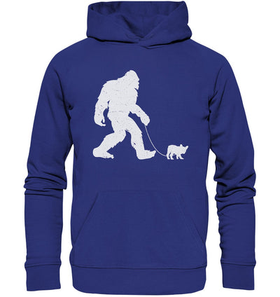 Big Foot mit Hund beim Gassi - Organic Hoodie Worker Blue / XS