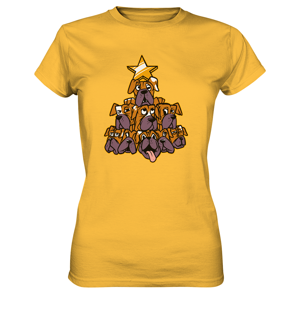 Boxer - Hunde - Weihnachtsbaum - Ladies Premium Shirt Gold / XS