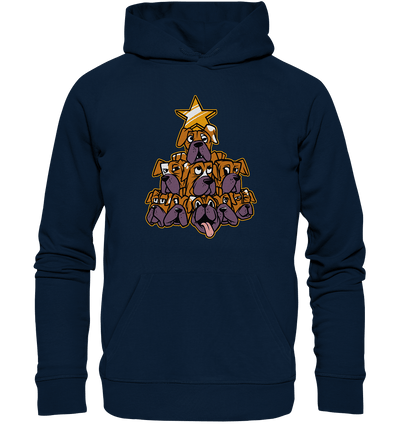 Boxer - Hunde - Weihnachtsbaum - Organic Hoodie French Navy / XS