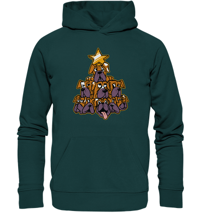 Boxer - Hunde - Weihnachtsbaum - Organic Hoodie Glazed Green / XS