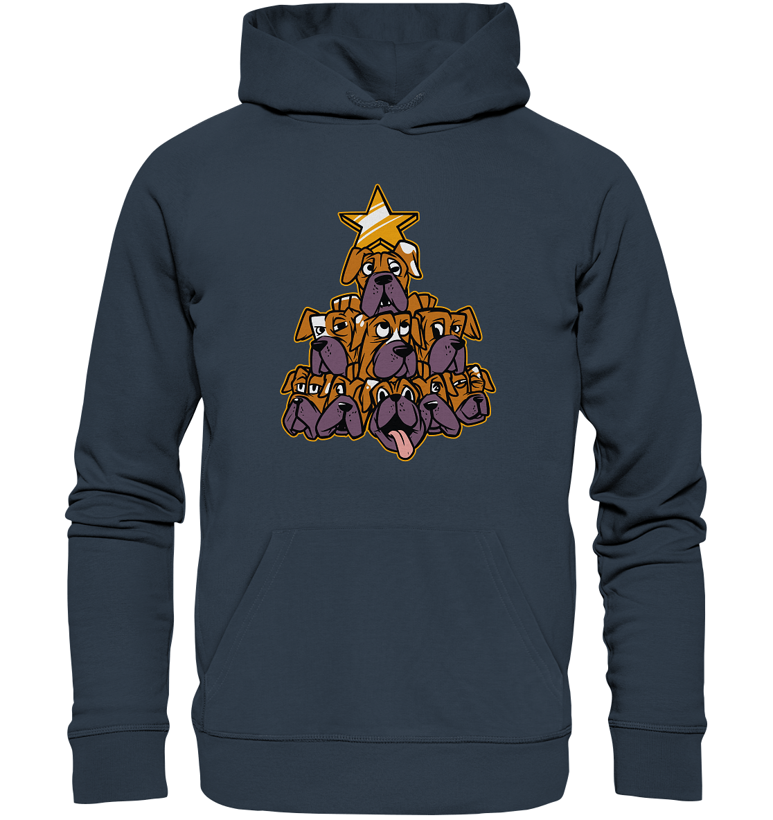 Boxer - Hunde - Weihnachtsbaum - Organic Hoodie India Ink Grey / XS