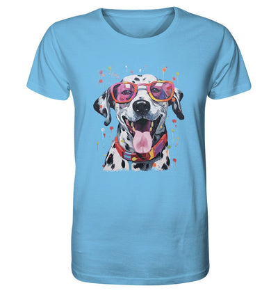 Bunter Dalmatiner Hund mit Sonnenbrille - Organic Shirt Aqua Blue / XS