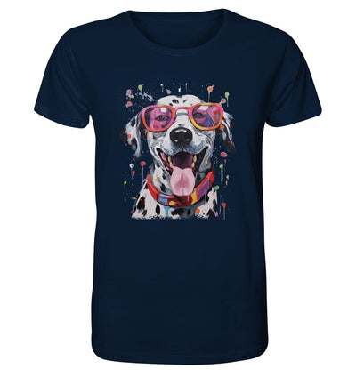 Bunter Dalmatiner Hund mit Sonnenbrille - Organic Shirt French Navy / XS