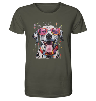 Bunter Dalmatiner Hund mit Sonnenbrille - Organic Shirt Khaki / XS