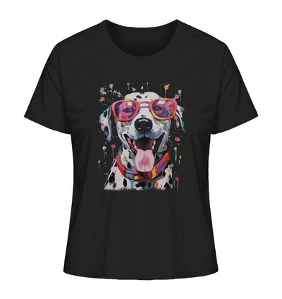 Bunter Dalmatiner mit Sonnenbrille - Ladies Organic Shirt Black / XS