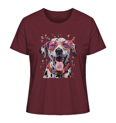 Bunter Dalmatiner mit Sonnenbrille - Ladies Organic Shirt Burgundy / XS