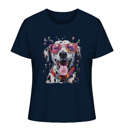 Bunter Dalmatiner mit Sonnenbrille - Ladies Organic Shirt French Navy / XS