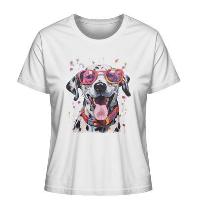 Bunter Dalmatiner mit Sonnenbrille - Ladies Organic Shirt White / XS