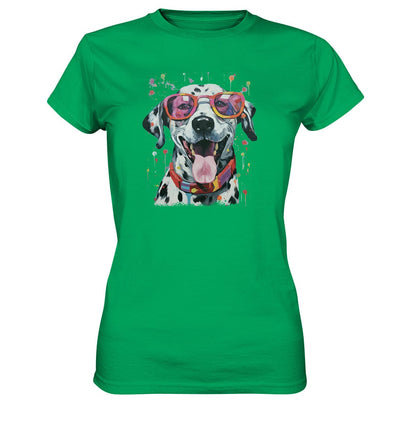 Bunter Dalmatiner mit Sonnenbrille - Ladies Premium Shirt Kelly Green / XS