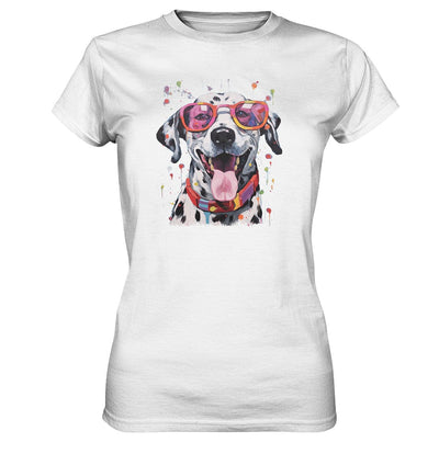 Bunter Dalmatiner mit Sonnenbrille - Ladies Premium Shirt White / XS